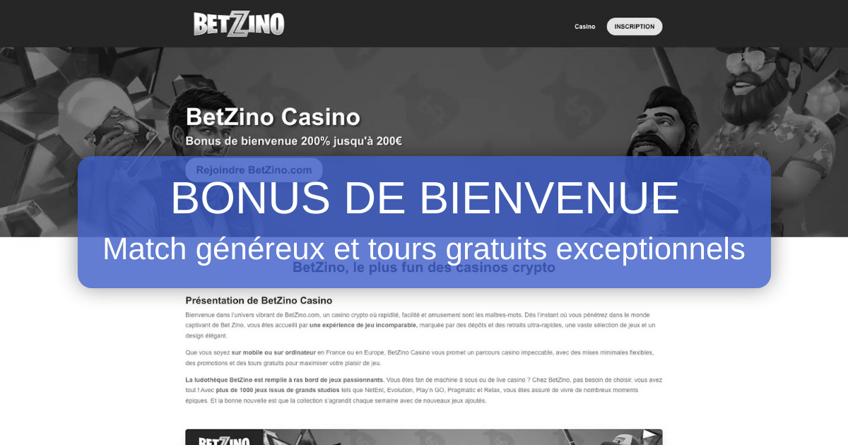 Betzino Casino welcome bonus